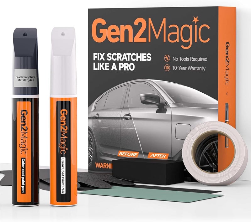 Gen2Magic Black Sapphire Metallic Touch Up Paint Pen Kit for BMW [Clear Coat Included], 475 Color Match for Scratches, Rock Chips, Bumper Dings, Easy Scratch Repair & Rust Remover for BMW Owners - Image 1